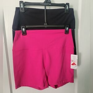 Yogalicious Lux women's high rise 5" Inseam biking shorts size XL 1 pink 1 black